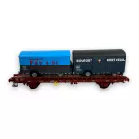 Wagon UFR Biporteur fourgon PAVESI & BOURGEY-MONTREUIL - HO 1/87 - REE WB642