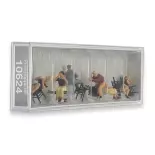 Set di 6 figure in miniatura sedute che applaudono - Preiser HO 1/87 - 10624