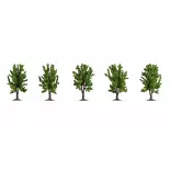 Confezione da 5 alberi decidui Noch 25620 - HO | TT | N | Z - altezza 80 mm