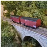 Set 2 Wagons primeurs 10T rouge sideros REE MODELES WB761 - SNCF HO 1/87 - EP II