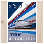 Poster TGV Record 1990 - A2 42.0 x 59.4 cm - 800Tonnes 8TTGVREC90 - Atlantique - SNCF - 515.3 km/h