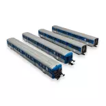 Set of 4 RIO 77 coaches - JOUEF HJ4185 - HO 1/87 - SNCF