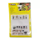 Pack of 5 figures with accessories NOCH 16210 - HO 1/87 - Barbecue theme