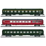 Set of 3 "Nice-Paris" main line coaches MINITRIX 18219 - SNCF - N 1/160 - EP IV