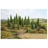 Pack de 25 sapins Noch 26825 - HO 1/87 TT 1/120 - Hauteur 50 à 140 mm