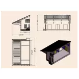 Halbe Halle PLM 3 Türen - Holz Modellbau 102009 - HO 1/87