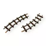 Lot 2 Rails Courbes - Rayon 140MM - Angle 30° - Minitrains 9302 - Code 83 - HOe 1/87 