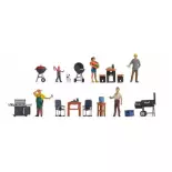 Pack of 5 figures with accessories NOCH 16210 - HO 1/87 - Barbecue theme