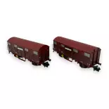 Coffret de 2 wagons couverts à 2 essieux - Arnold HN6572 - N 1/160 - SNCF - Ep IV - 2R