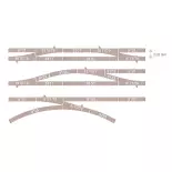 Straight track with 57.5 mm ballast Fleischmann 9102 - N : 1/160 - Code 80