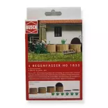 Pack of 4 Rain barrels with 6 watering cans - Busch 1833 - HO 1/87