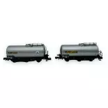 Set of 2 3-axle "Algeco" tank wagons - Arnold HN6607 - N 1/160 - SNCF - Ep III - 2R