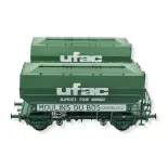 Set 2 Getreidewaggons UFAC Moulin du Bos vert REE MODELES WB734 SNCF - HO 1/87