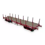 Wagon plat TP Brun à Ranchers longs REE Modeles WB550 SNCF - HO 1/87 - EP IV