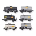 Set of 6 OCEM SHELL tank wagons - Ree Models WB-722 - HO 1/87 - SNCF - Ep III