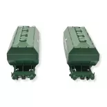 Set 2 Getreidewaggons UFAC Moulin du Bos vert REE MODELES WB734 SNCF - HO 1/87