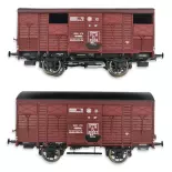 Set of 2 ex-covered 20T PLM REE wagons Models WB735 - HO 1/87 - EP II