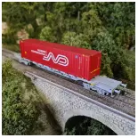 Containertragwagen Sgss "Dentressangle" JOUEF 6241 - SNCF - HO 1 : 87 - EP VI