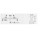 Gebogene Schiene - Minitrix 14926 - N : 1/160 - R2 Radius 228,2 mm 6° - Code 80 - Spur 2R