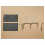 Set van 2 grijze daken & 2 AUHAGEN hout/stalen frames 80302 - HO 1/87 90x50mm