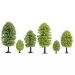 Pack de 25 arbres feuillus Noch 32801 - N 1/160 - Z 1/220 - 35 à 50 mm