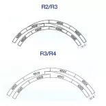 Rechte gebogen wissel BWr2/3 R2 358mm 30° ROCO 42557 - HO 1/87 - Code 83 [ROCO LINE] Tel.