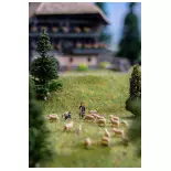 Set of 12 sheep with shepherds and their dog Faller 155901 - N : 1/160