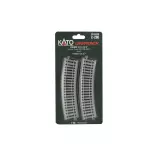 4 rails incurvés Unitrack (R430-22.5) 22,5 degrés - Kato 2-260 - HO 1/87