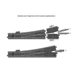 Aiguillage long à droite avec ballast - 12,1° - Marklin 24712 - 236,1 mm - HO : 1/87ème - Code 83 - Voie C