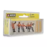 Set van 5 brandweermannen met 2 NOCH 15022 ladders - HO: 1/87e