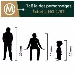 3 personnages se baladant à vélo en famille - PREISER 10636 - HO 1/87