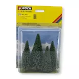 Confezione da 4 alberi di Natale Noch 25532 - HO e TT - Altezza da 80 a 120 mm
