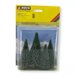 Pack de 4 sapins Noch 25532 - HO et TT - Hauteur 80 à 120 mm