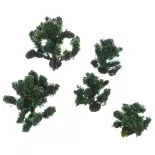 5 arbustes verts 3 à 4 cm de haut - NOCH 25410 - HO TT