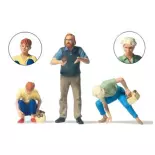 Lot de 3 personnages - cueilleurs de champignons - Preiser 44941 - G : 1/22.5