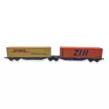 Waggon porte-conteneurs Sggmrss'90 Mehano 90663 - HO 1/87 - CBR - EP VI