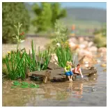 Ensemble d'actions : Nourrir les poissons - Busch 79818 - HO 1/87
