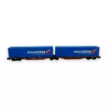 Wagon Porte-Conteneur Sggmrss90 "MALHERBE" - Ree Modèles NW-204 - N 1/160 - SNCF - EP V/VI