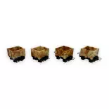 Set of 4 boxcars without brakes - Minitrains 3003 - HOe 1/87 - Ep III