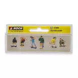 Set of 6 skateboard figures NOCH 15889 - HO : 1/87