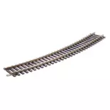 Rail courbe rayon 571,5 mm 22,5° Peco ST235 - HO : 1/87 - Code 100