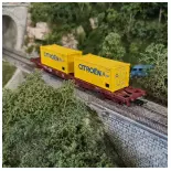 Vagón portacontenedores "Citroën" Sgss JOUEF HJ6242 - SNCF - HO 1/87 - EP IV