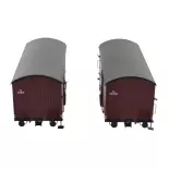 Set 2 Wagons primeurs 10T rouge sideros REE MODELES WB761 - SNCF HO 1/87 - EP II