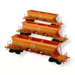 Set de 3 Wagons Trémies EX - REE MODÈLES NW-271 - N 1/160 - SNCF - EP VI - DC