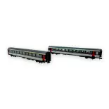Set de 2 voitures voyageurs Corail VU livrée d’origine - Piko 94502 - N 1/160 - SNCF - EP V - 2R