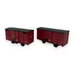 Set of 2 boxcars - Ree Modèles VM-030 - HOe/HOm 1/87 - SNCF - Ep III - 2R