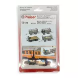 4 Aanhangwagens grijze elektrische wagens PREISER 17126 - HO 1/87 - EP IV