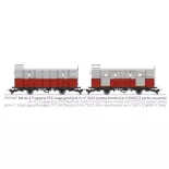 Set de 2 fourgons rouge/gris N° 2621 (portes fermées) et 2625 (2 portes ouvertes) - Ree Modèles VM047 - HOe/HOm - CFC - Ep III/IV - 2R
