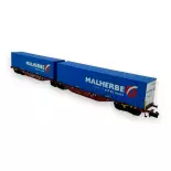 Wagon Porte-Conteneur Sggmrss90 "MALHERBE" - Ree Modèles NW-204 - N 1/160 - SNCF - EP V/VI