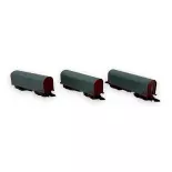 Set of 3 No Logo SHIMMS Short Bogie Wagons - AZAR MODELS W03-SL3 - Z 1/220 - SNCF - EP IV/V